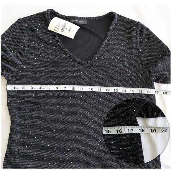 Sparkly Top - Sheer Hem - Black with Sparkle - NWT - Size S - Mandy Evans - Picture 8 of 12